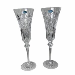 Set Of 2 J G Durand France Cut Lead Crystal Flutes Champagne Wedding